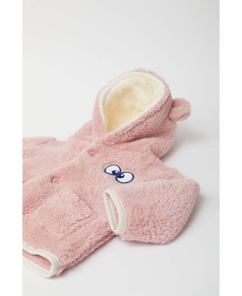 Roze Woody fluffy jasje voor baby's