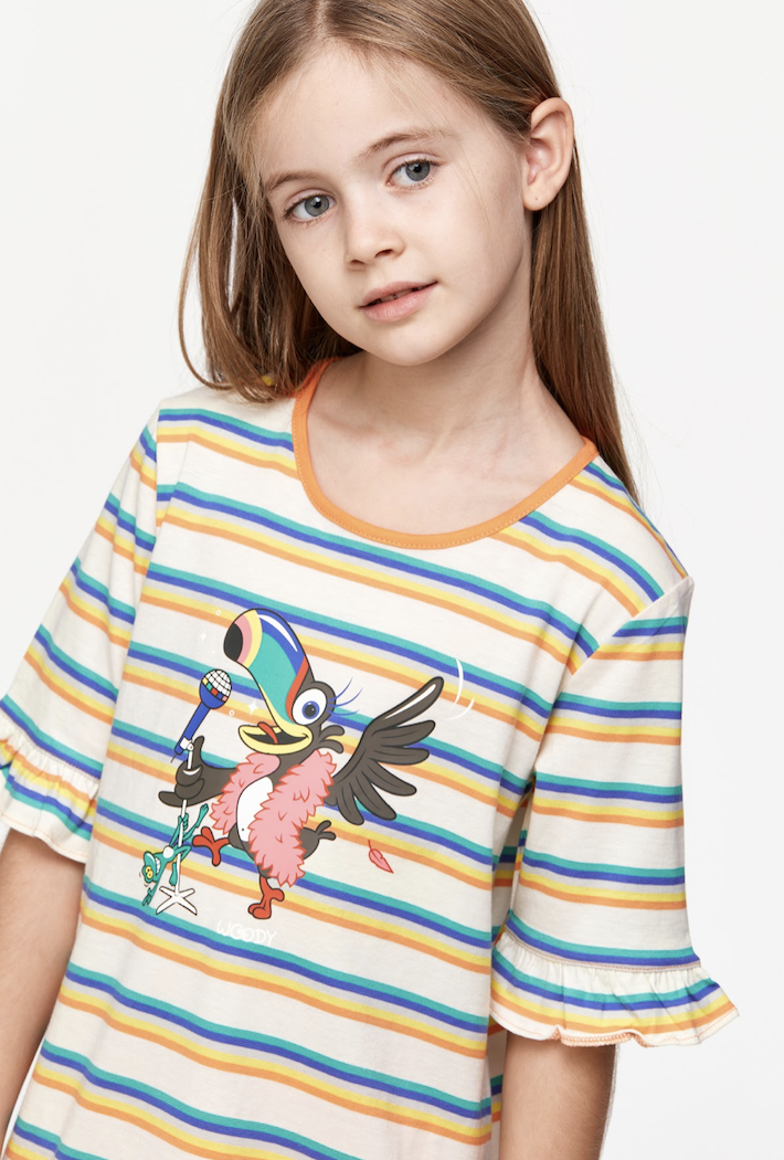 Woody pyjama van toekan voor meisjes die bij Happy Hippo Eeklo verkocht wordt